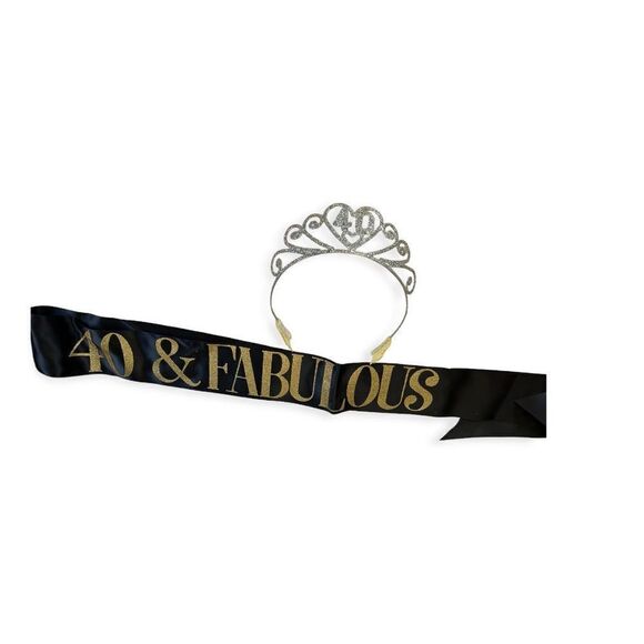 40 Forty & Fabulous Birthday Tiara Crown and Sash - Picture 1 of 1